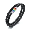 Stainless Magnetic Clasp Rainbow Leather Bracelet - Stylish & Durable Jewelry