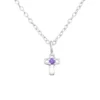 Elegant Silver Birthstone Cross Necklace - Sterling Silver Jewelry Gift - Image 2