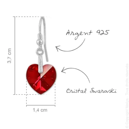 Elegant Silver Heart Pendant Necklace Jewellery Set with Siam Swarovski Crystal - Image 3