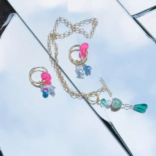 MIXED TREASURES Earrings - Unique Handcrafted Jewelry with Freshwater Pearls & Colorful Resin Beads - Image 2