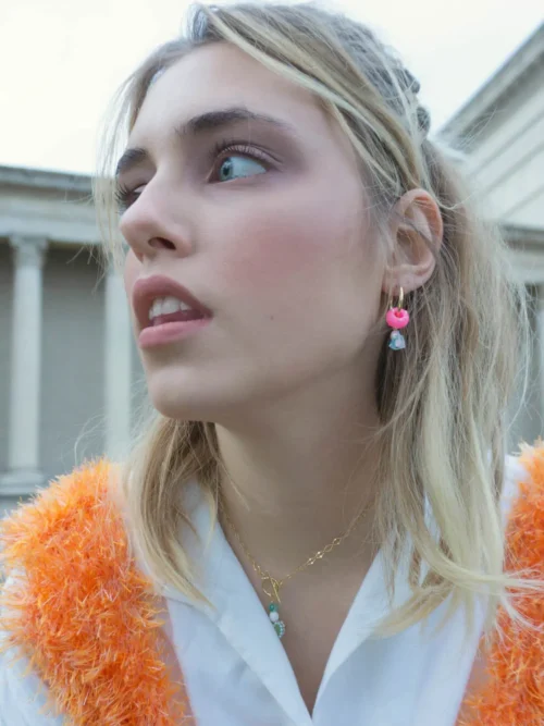 MIXED TREASURES Earrings - Unique Handcrafted Jewelry with Freshwater Pearls & Colorful Resin Beads - Image 3