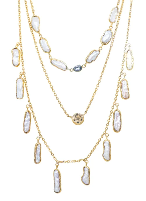 The EOS Goddess Necklace - Handcrafted Divine Jewelry with Mystic Topaz and Biwa Pearls - Image 2