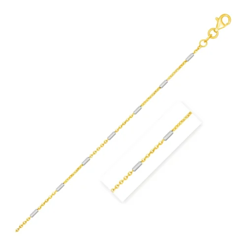 Elegant 14k Two Tone Gold Bar Links Pendant Chain (1.4mm) - Perfect for Everyday Wear - Image 5