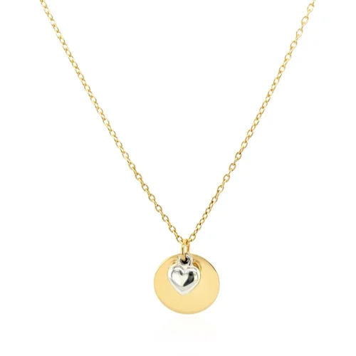 Elegant 10k Two Tone Gold Necklace with Mom Pendant & Heart - Perfect Gift for Mothers - Image 2