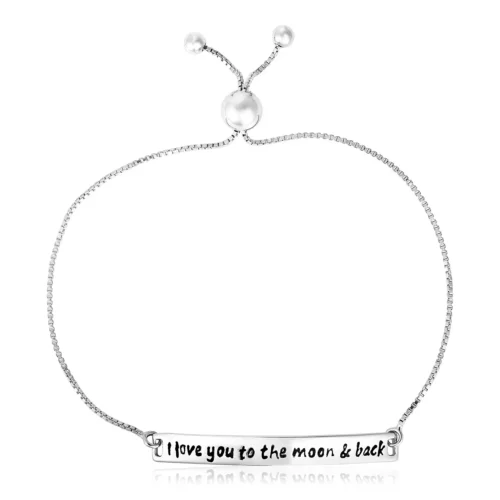 Sterling Silver Adjustable I Love You to the Moon and Back Bracelet - Perfect Gift for Her - Image 4