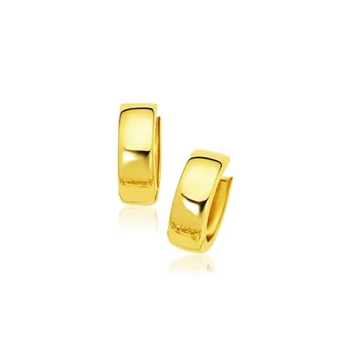 10k Yellow Gold Snuggable Hoop Earrings - Simple Elegance and Timeless Style