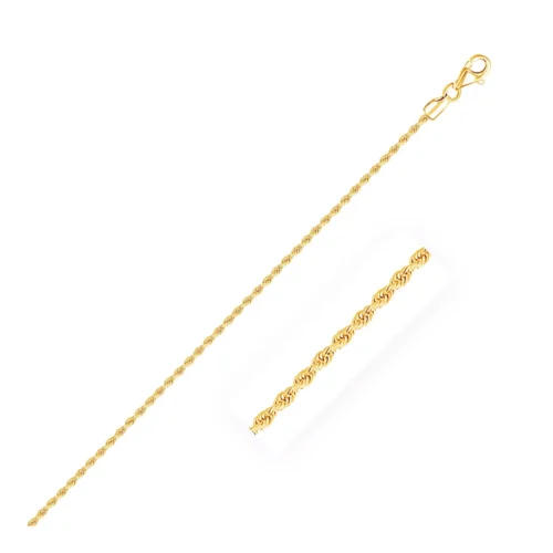 2.0mm 10k Yellow Gold Diamond Cut Rope Anklet - Elegant and Stylish - Image 2