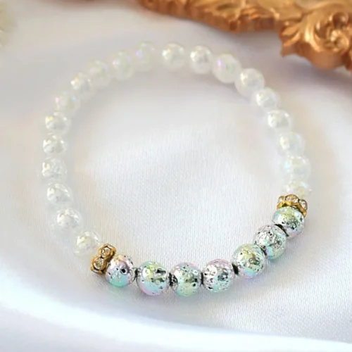 Aroma Diffuser Bracelet - Chrome Lava Stone Beads | Calming & Aromatic Jewelry