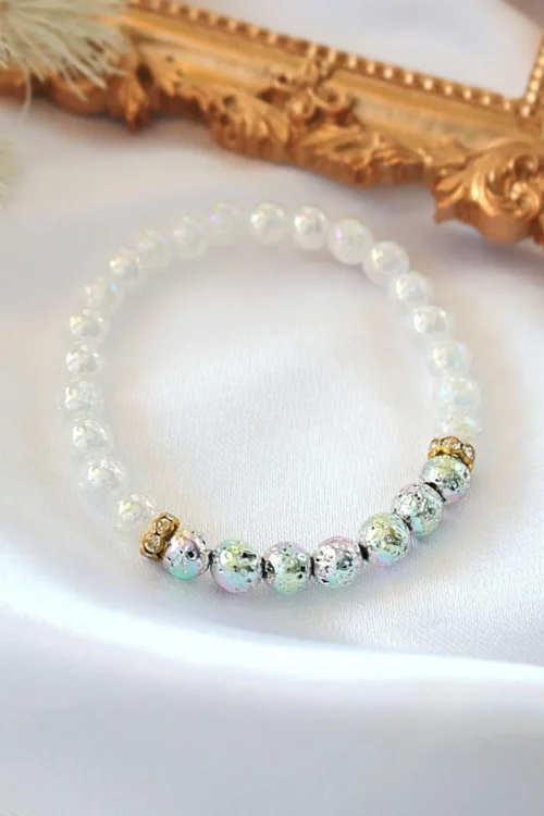 Aroma Diffuser Bracelet - Chrome Lava Stone Beads | Calming & Aromatic Jewelry