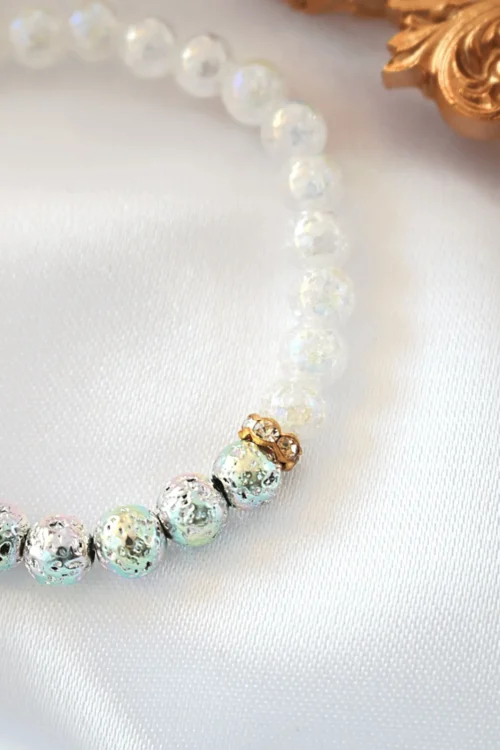 Aroma Diffuser Bracelet - Chrome Lava Stone Beads | Calming & Aromatic Jewelry - Image 2