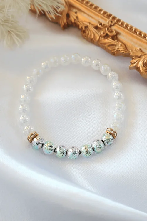 Aroma Diffuser Bracelet - Chrome Lava Stone Beads | Calming & Aromatic Jewelry - Image 3