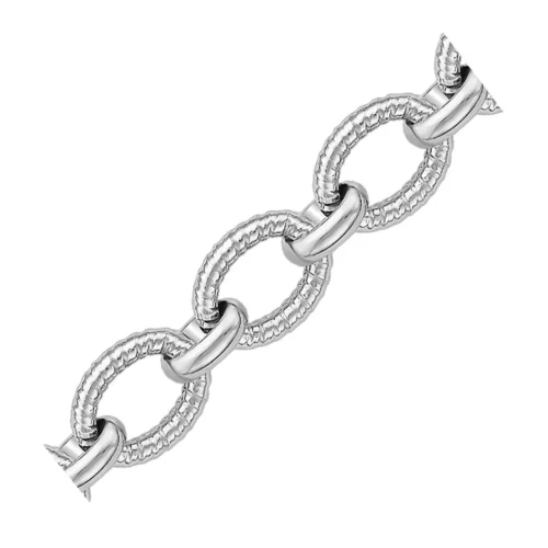 Elegant Sterling Silver Oval Cable Chain Link Bracelet - 8 Inches - Image 3