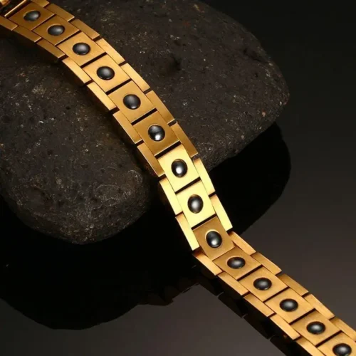 Steel Gold Magnetic Health Bracelet for Women - Stylish Therapy Jewelry - Image 3