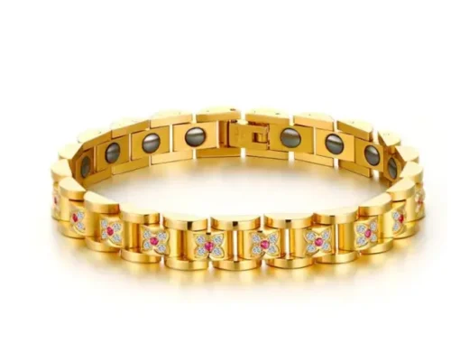 Steel Gold Magnetic Health Bracelet for Women - Stylish Therapy Jewelry