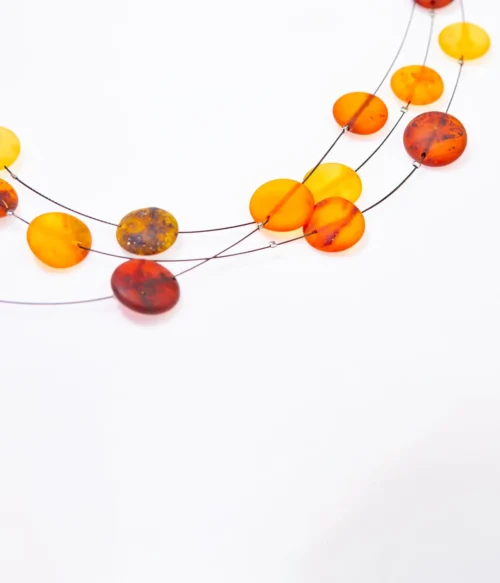 RAW Layered Colourful Amber Discs Necklace - Genuine Baltic Amber Jewelry - Image 5