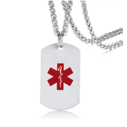 Stylish Medical Alert Pendant Necklace - Customizable, Stainless Steel