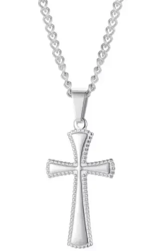 Stainless Steel Men's Cross Pendant Necklace - Silver and Gold