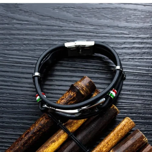 Steel Men's Guitar Leather Bracelet - Stylish & Durable Wrist Accessory - Image 3