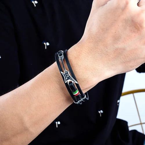 Steel Men's Guitar Leather Bracelet - Stylish & Durable Wrist Accessory - Image 5