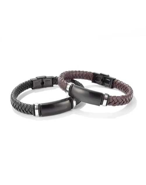 Stainless Steel Men's Braided Leather Bracelet | Stylish & Durable Wrist Accessory