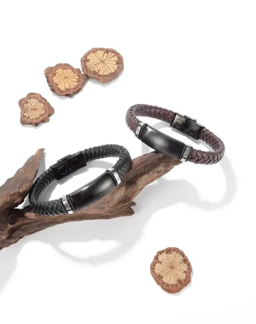 Stainless Steel Men's Braided Leather Bracelet | Stylish & Durable Wrist Accessory - Image 3