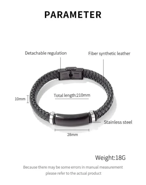 Stainless Steel Men's Braided Leather Bracelet | Stylish & Durable Wrist Accessory - Image 5