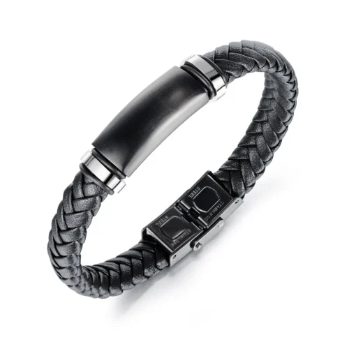 Stainless Steel Men's Braided Leather Bracelet | Stylish & Durable Wrist Accessory - Image 6