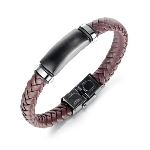 Stainless Steel Men's Braided Leather Bracelet | Stylish & Durable Wrist Accessory - Image 7