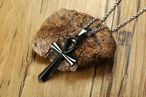 Elegant Steel Gold Egypt Cross Pendant - Premium Stainless Steel Jewelry - Image 6