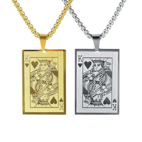 Elegant King of Hearts Stainless Steel Necklace - Perfect Gift for Him