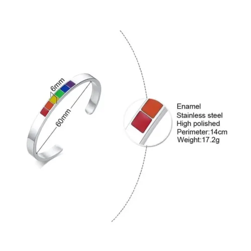 Stainless Steel Enamel Rainbow Cuff Bracelet - Stylish & Vibrant - Image 6