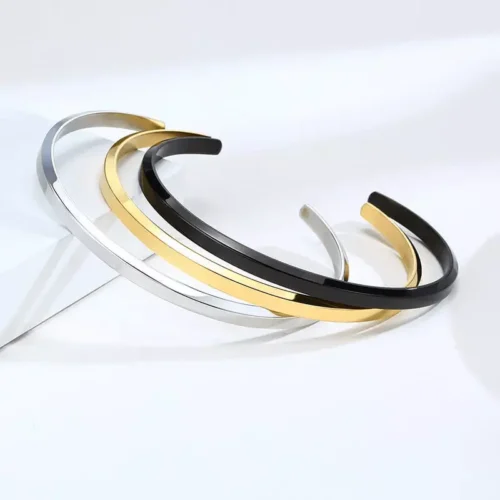 Elegant Stainless Steel Cuff Bracelet Perfect Gift Box Included - Image 2