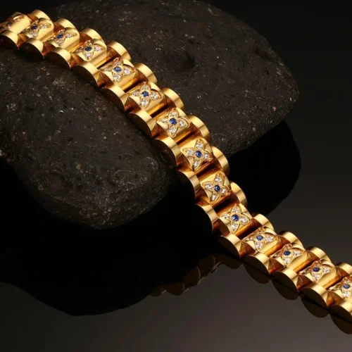 Stainless Steel Gold Mens Arthritis Bracelet - Image 4