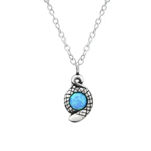 Elegant Silver Snake Opal Necklace - Sterling Silver & Enchanting Opal Stone