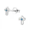 Silver Birthstone Cross Stud Earrings - Sterling Silver Jewelry - Image 3