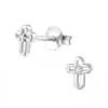 Silver Birthstone Cross Stud Earrings - Sterling Silver Jewelry - Image 4