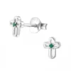 Silver Birthstone Cross Stud Earrings - Sterling Silver Jewelry - Image 5