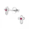 Silver Birthstone Cross Stud Earrings - Sterling Silver Jewelry - Image 7