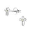Silver Birthstone Cross Stud Earrings - Sterling Silver Jewelry - Image 8