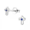 Silver Birthstone Cross Stud Earrings - Sterling Silver Jewelry - Image 9