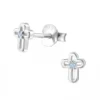 Silver Birthstone Cross Stud Earrings - Sterling Silver Jewelry - Image 11