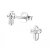 Silver Birthstone Cross Stud Earrings - Sterling Silver Jewelry - Image 13
