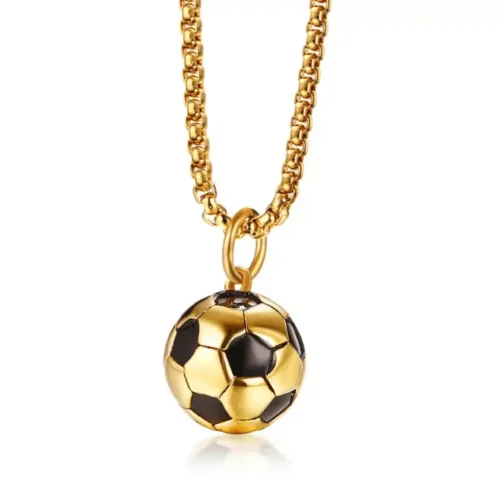 Steel Football Necklace for Men - High-Quality Stainless Steel in Gold Finish