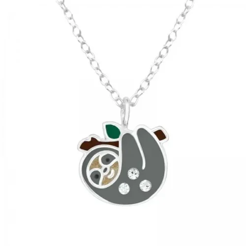 Kids Sterling Silver Sloth Pendant Necklace - Adorable & Elegant Jewelry for Children