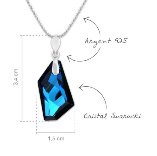 Blue Crystal Statement Pendant Necklace | Sterling Silver & Swarovski Crystals - Image 2