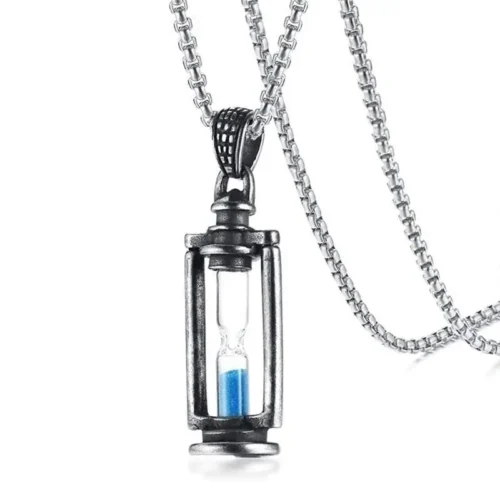 Memory Hourglass Men's Promise Pendant Necklace - Timeless Stainless Steel Jewelry for Men