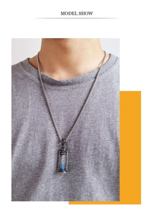 Memory Hourglass Men's Promise Pendant Necklace - Timeless Stainless Steel Jewelry for Men - Image 7