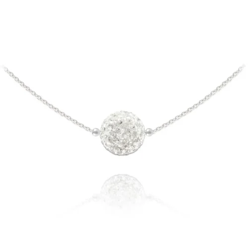 Crystal Disco Ball Necklace - Sterling Silver Choker with Cubic Zirconia