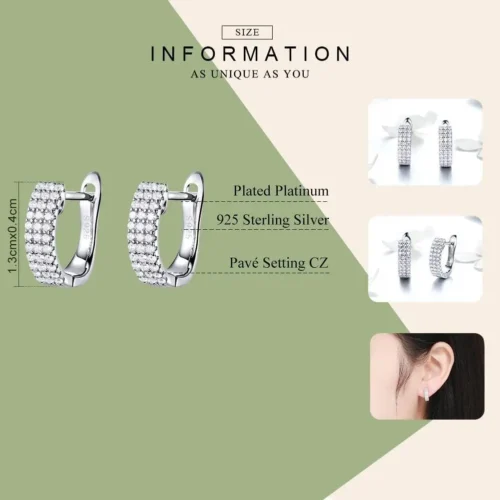 Elegant Silver and Crystal Stud Earrings - Sterling Silver Zirconia Hoops - Image 4