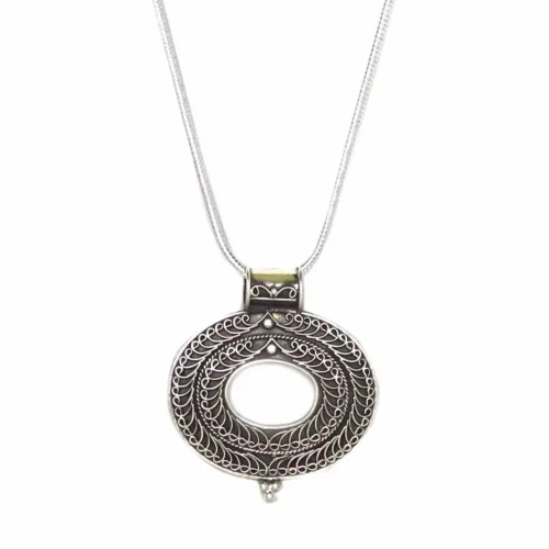 Elegant Solid Sterling Silver Tribal Circle Pendant Necklace - Boho Inspired | Free Gift Included
